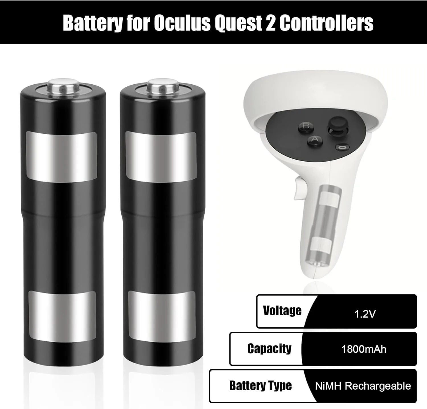 Rechargeable Battery Aa - แบตเตอรี่คอนโทรลเลอร์แบบชาร์จได้สำหรับ Mate Quest 3/3s สำหรับคอนโทรลเลอร์ Oculus