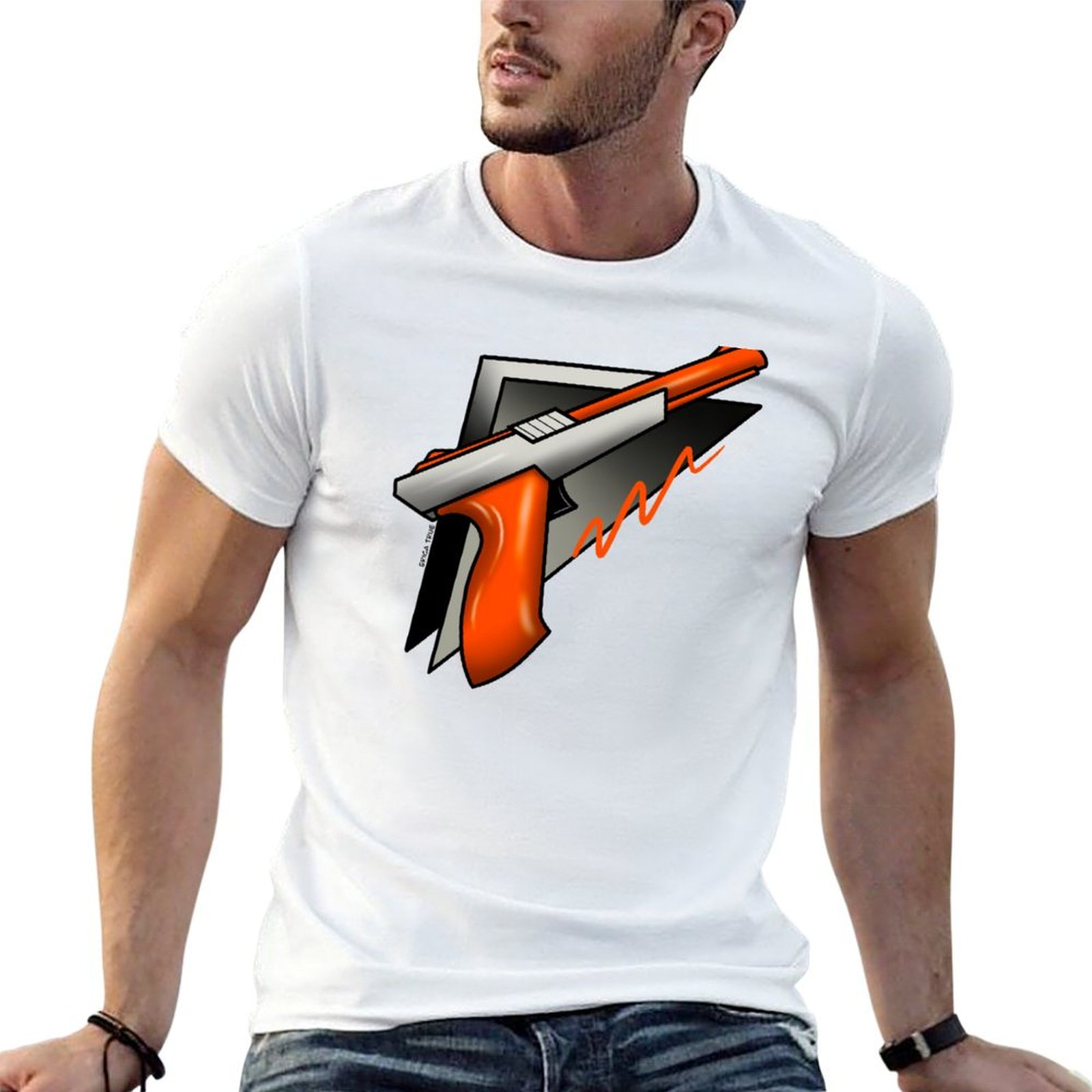 Retro Gaming Light Gun - เสื้อยืดลายปืนยิงเกมส์ย้อนยุคสไตล์วินเทจยุค 80 ผ้าฝ้ายเนื้อนุ่ม ไม่หดตัว