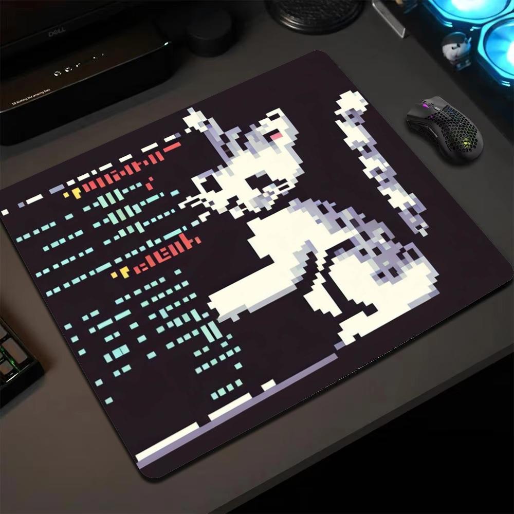 Retro Gaming Mini Pc - แผ่นรองเมาส์ลายแมวมินิพิกเซล สไตล์เรโทร ลายวงจรคอมพิวเตอร์ ลายคิตตี้ พื้นยางกันลื่น สำหรับแล็ปท็อป