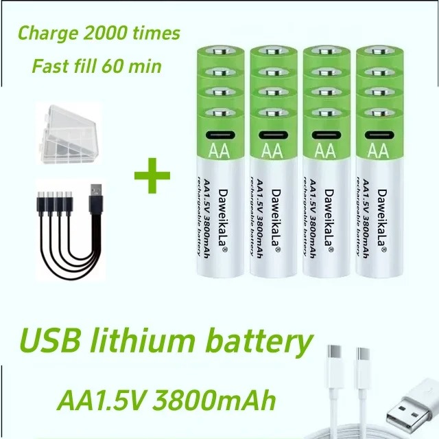 Rechargeable Battery Aa - แบตเตอรี่ลิเธียมไอออนแบบชาร์จได้ AA & AAA ความจุ 3800mAh