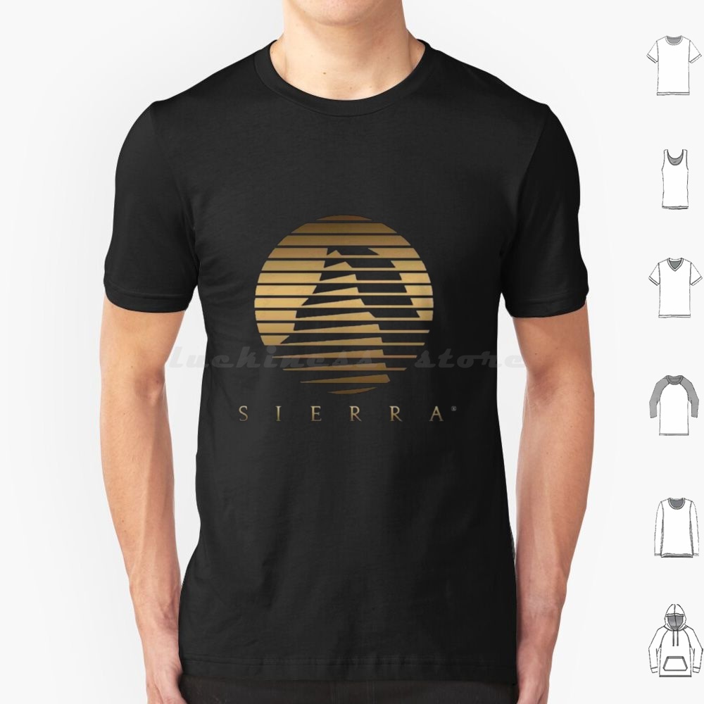 Retro Gaming Life - เสื้อยืดโลโก้เซียร์รา 6xl ผ้าฝ้ายเท่ๆ เสื้อยืดโลโก้เซียร์รา บริษัทวิดีโอเกม ย้อนยุค