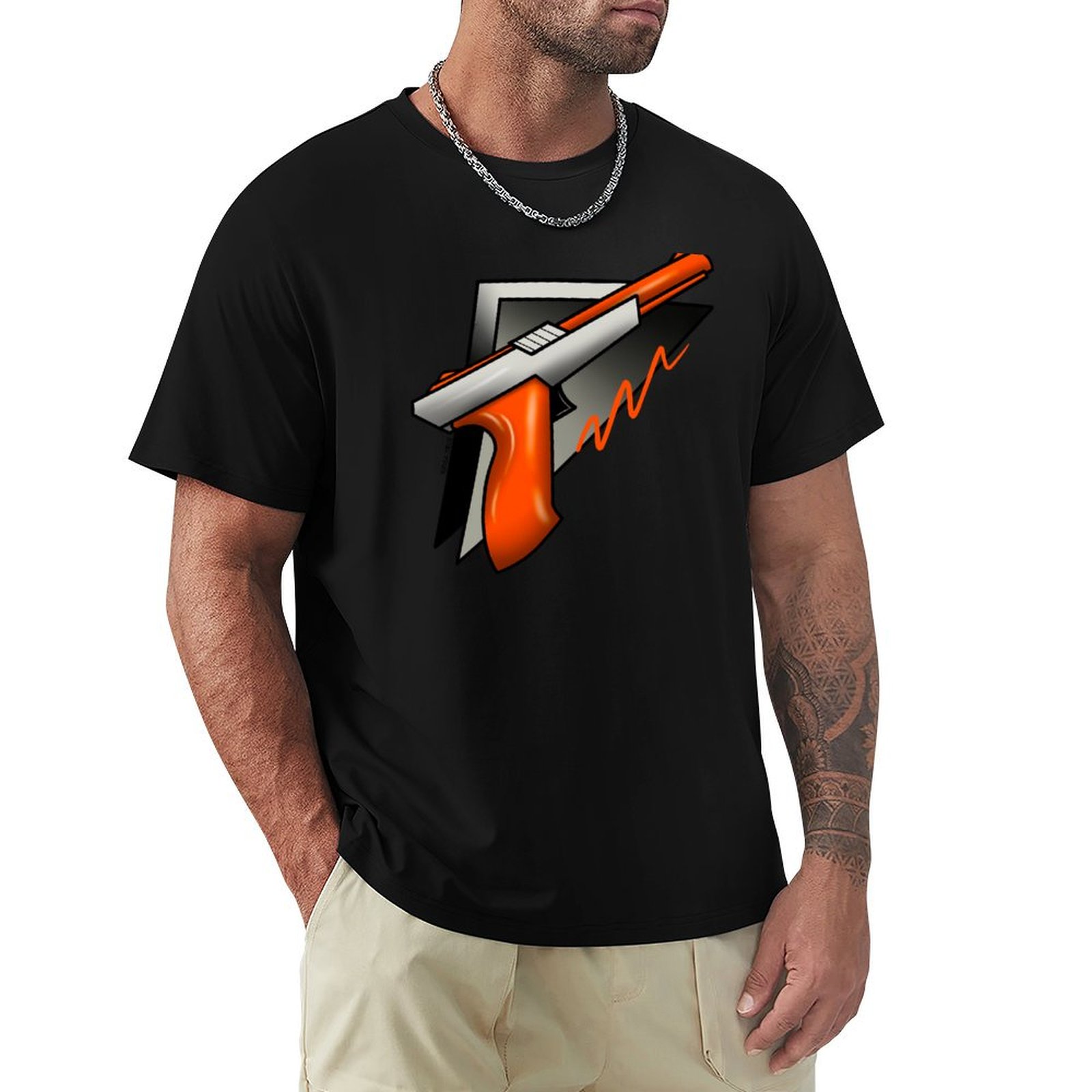 Retro Gaming Light Gun - เสื้อยืดลายกราฟิกสุดเท่ แขนสั้น สไตล์วินเทจยุค 1980 ลายปืนควบคุมเกม