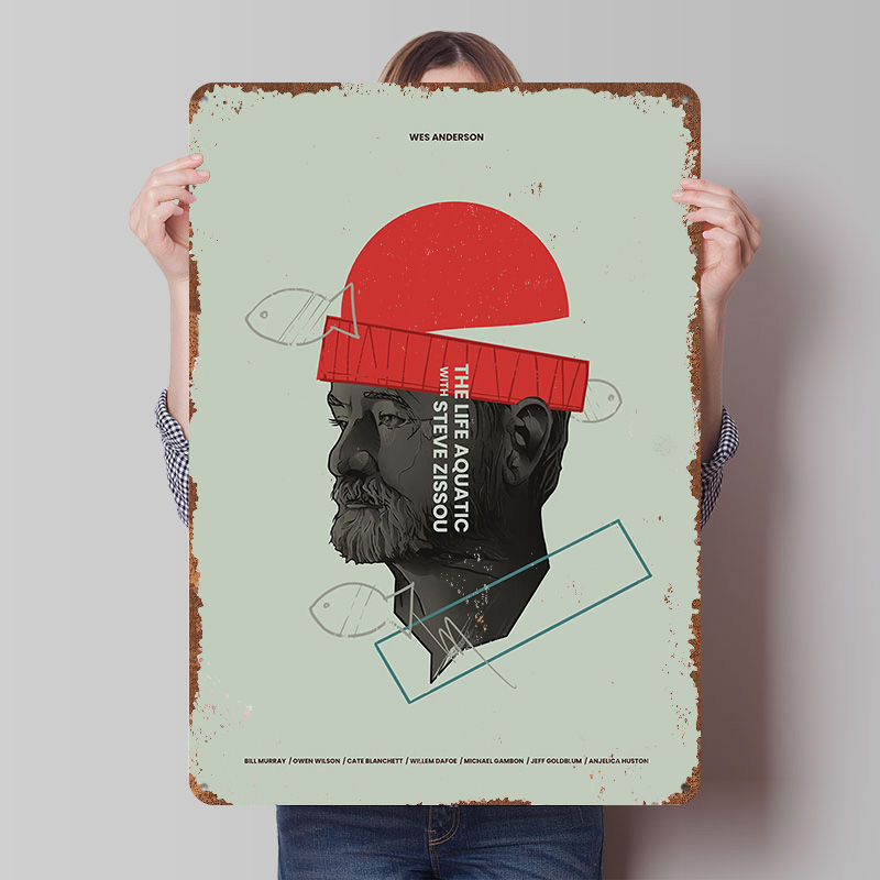 Retro Gaming Life - โปสเตอร์พิมพ์ลาย The Life Aquatic งานศิลปะติดผนังสไตล์เรโทร ป้ายโลหะวินเทจสำหรับตกแต่งบ้าน