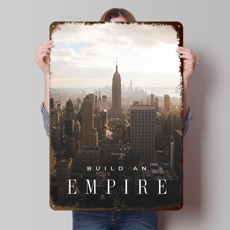 Retro Gaming Empire - โปสเตอร์โลหะ Build An Empire งานศิลปะตกแต่งผนังแบบกำหนดเอง ป้ายโลหะวินเทจย้อนยุคสำหรับตกแต่งห้องนอน