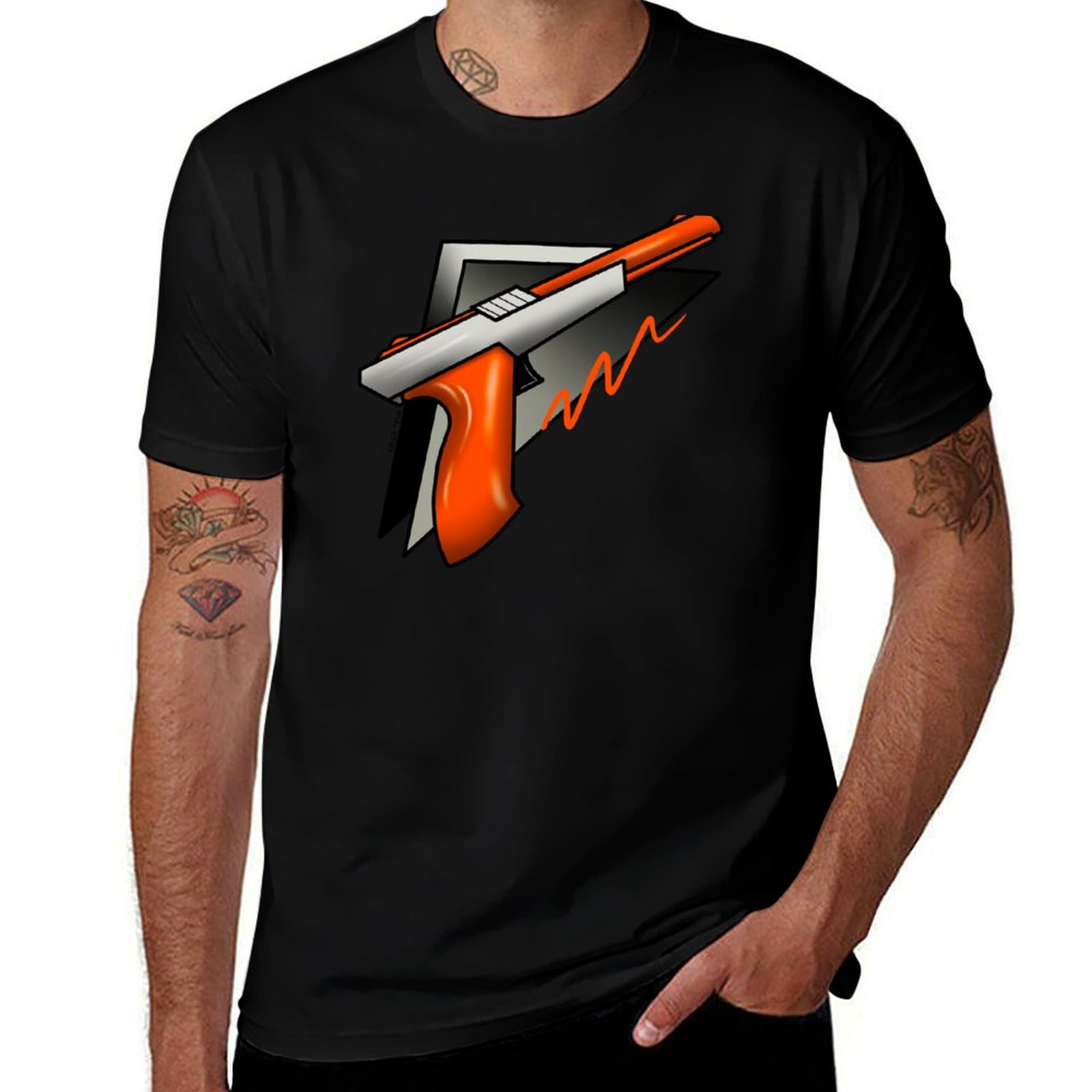 Retro Gaming Light Gun - เสื้อยืดลายปืนไฟฟ้าสไตล์วินเทจยุค 80 แนวสตรีทแฟชั่นลำลอง