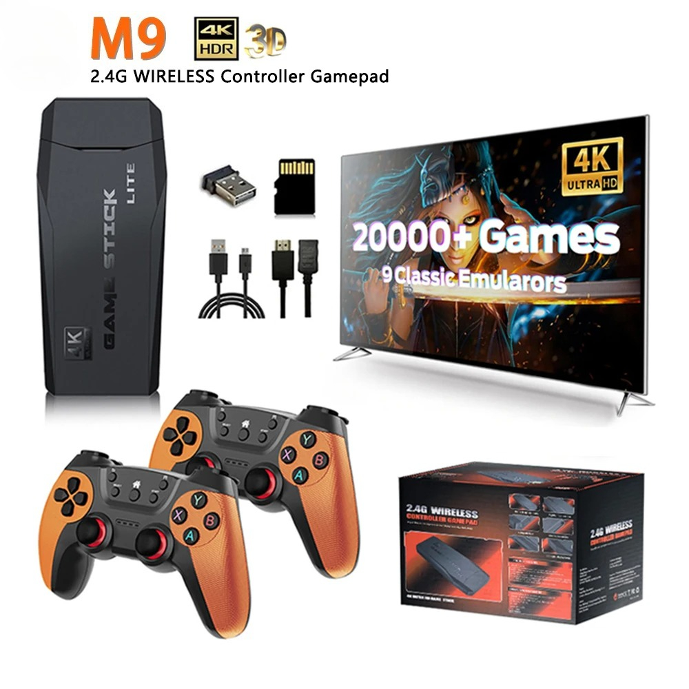 Retro Gaming Game Stick - เครื่องเล่นวิดีโอเกม M9 4K พร้อมเกม 20,000 เกม