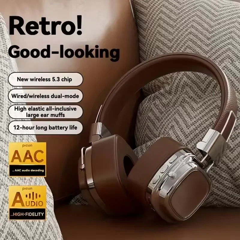 Retro Gaming Cable - หูฟังบลูทูธไร้สายแบบพับได้รุ่นใหม่ ปี 2025 ขนาด 5.3 นิ้ว