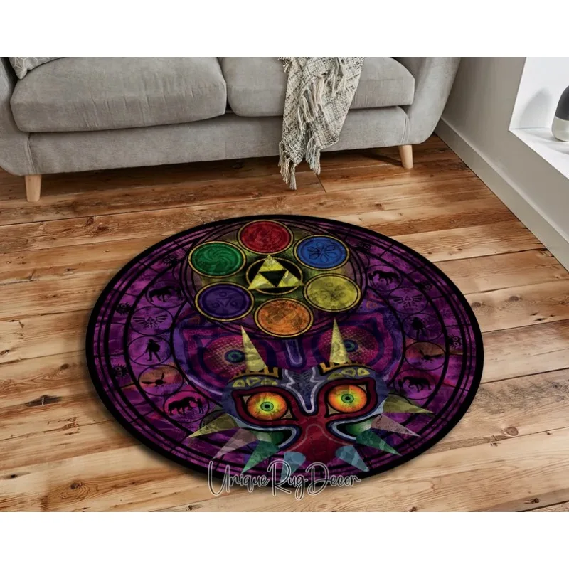 Retro Gaming Zelda - Zelda Symbol รอบพรมสไตล์ Retro เกมห้องพรมสําหรับห้องนั่งเล่น GAMING
