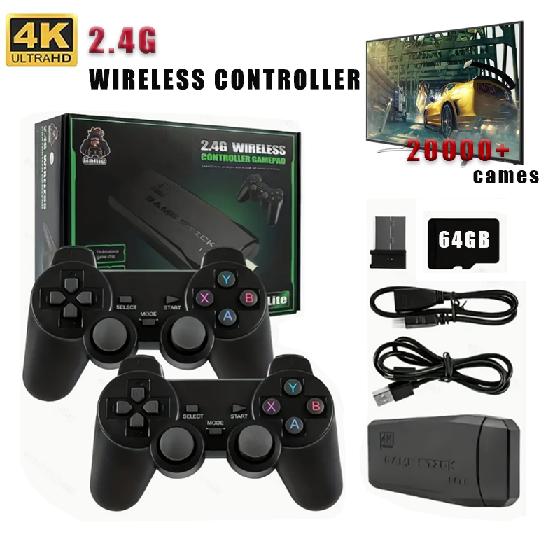 Retro Gaming Game Stick - M8 คอนโทรลเลอร์เกมไร้สาย 2.4G พร้อมจอยสติ๊กคู่ คอนโซลเกม 4K