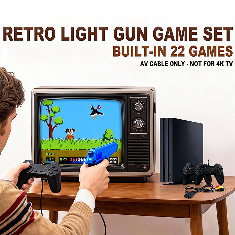 Retro Gaming Light Gun - ชุดเครื่องเล่นเกมสไตล์ PS 4 พร้อมเกมคลาสสิกในตัว 22 เกม