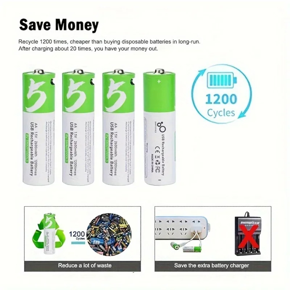 8 ชิ้น 1.5V AA 2600mWh ความจุแ - Rechargeable Battery Aa บทวิจารณ์และราคา