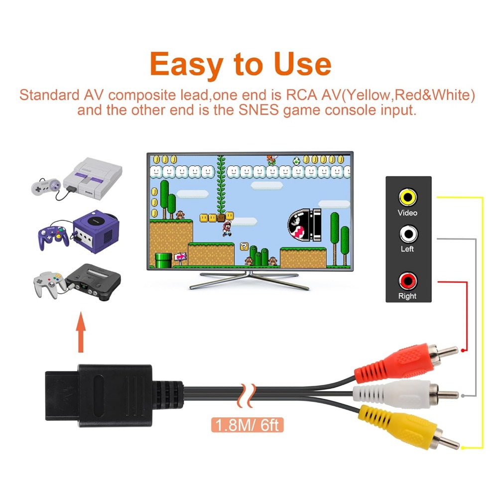 N64 AV/Gamecube/SNES/SFC คุณภา - Retro Gaming Cable บทวิจารณ์และราคา