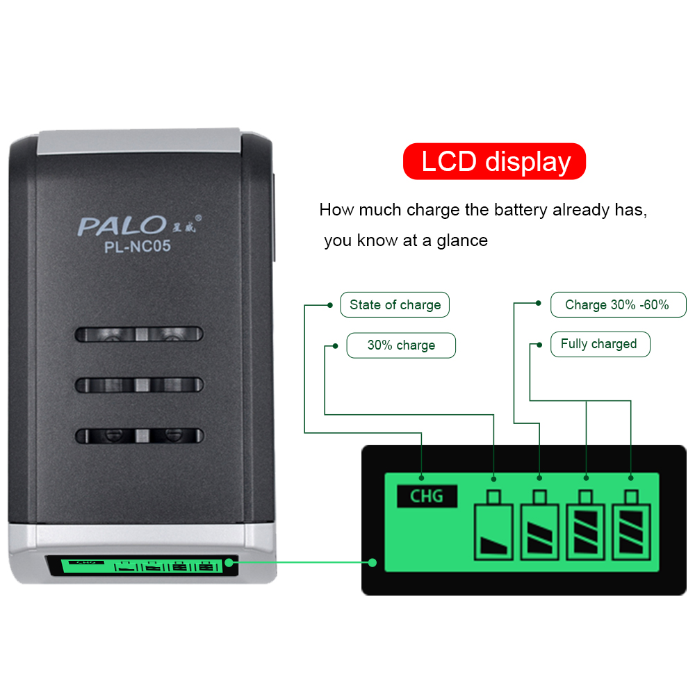 PALO 4 ช่องชาร์จแบตเตอรี่จอแสด - Rechargeable Battery Aa บทวิจารณ์และราคา