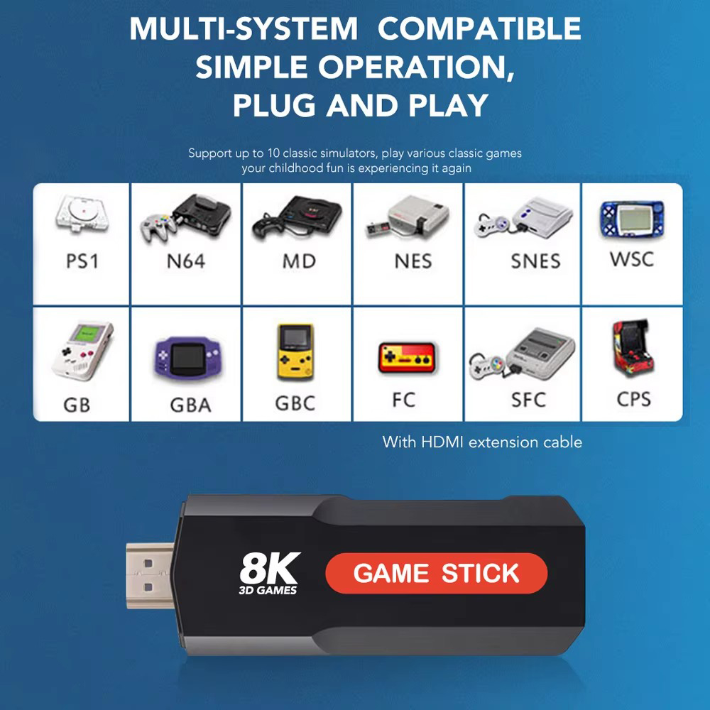 X2 เกมสติ๊ก HD 4K 8K 3D คอนโซล - Retro Gaming Game Stick บทวิจารณ์และราคา